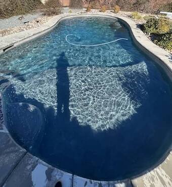 Clear pool water close up